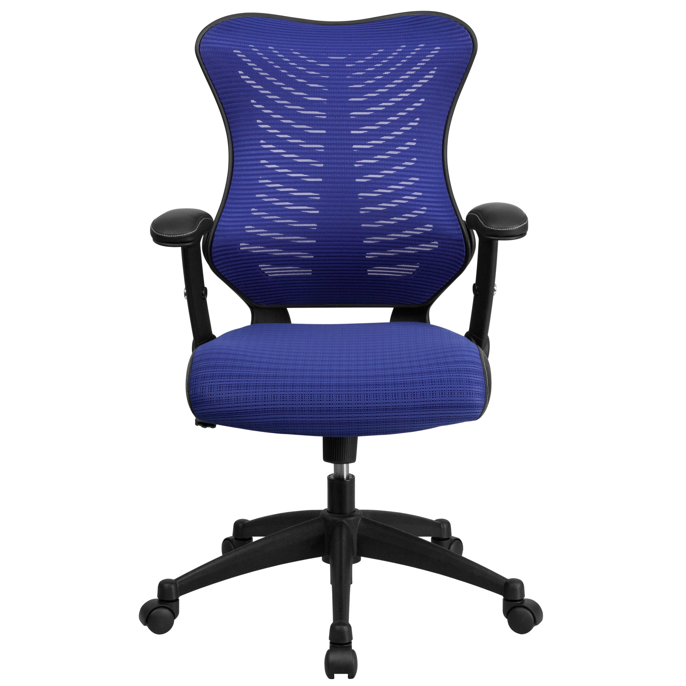 Emma + Oliver High Back Designer Blue Mesh Executive Ergonomic Office Chair with Arms