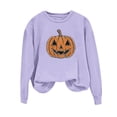 thumbnail image 5 of Xdegoge Women's Pumpkin Graphic Sweatshirt Glitter Rhinestone Jack O Lantern Pullover Tops Casual Long Sleeve Crewneck Fall Shirts for Halloween Party Lounge, 5 of 5