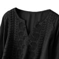 thumbnail image 3 of Shirts for Women Fashionable Casual Solid Color Pleated Cotton and Linen Top with Seven Quarter Sleeves, 3 of 5
