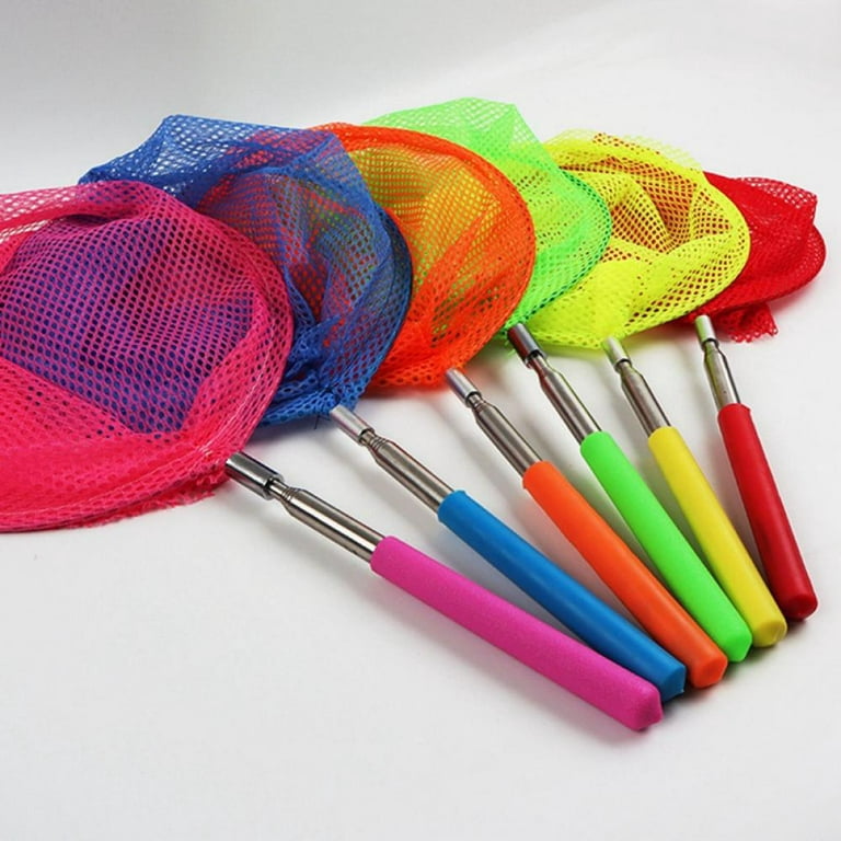 1 Pack Colored Telescopic Butterfly Nets - Great for Catching Insects Bugs  Fishing - Outdoor Toy for Kids Playing - Extendable from 6.8 to 34