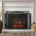 thumbnail image 2 of Christopher Knight Home Darlene Modern Iron Folding Fireplace Screen with Door and Tools, Matte Black, 2 of 7
