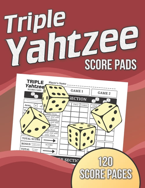 Triple Yahtzee Game, Triple Yahtzee Score Sheets 100 Triple Yahtzee Score Pads 