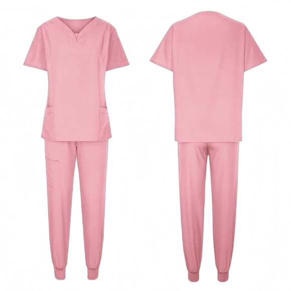 Daiosportswear Short Sleeved Hospital Doctor Uniforms Spa Uniforms Dental Clinic Medical Scrubs Suits Pet Grooming Veterinary,2 Piece Sets for Women Pink S(S)