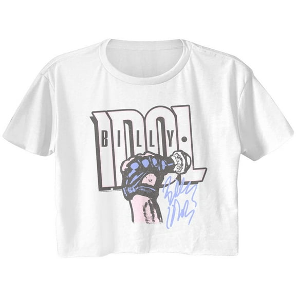 Billy Idol Idol Fist White Women's Festival Cali Crop T-Shirt L