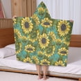 thumbnail image 5 of Blue Sunflower Vine Leaf Pattern Hooded Bath Towel，50"x30" for Ages 3 To 12 Kids, Quick Dry Lightweight Soft Microfiber Hood Beach Towel Cover Up for Kids, 5 of 7