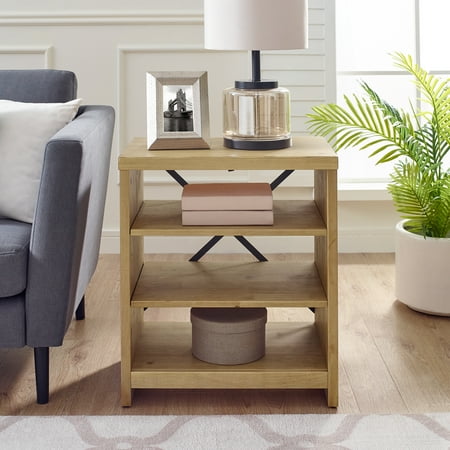 Modern Essentials Georgette Farm House Three Shelf Solid Wood Bookshelf End Table, Multiple Colors