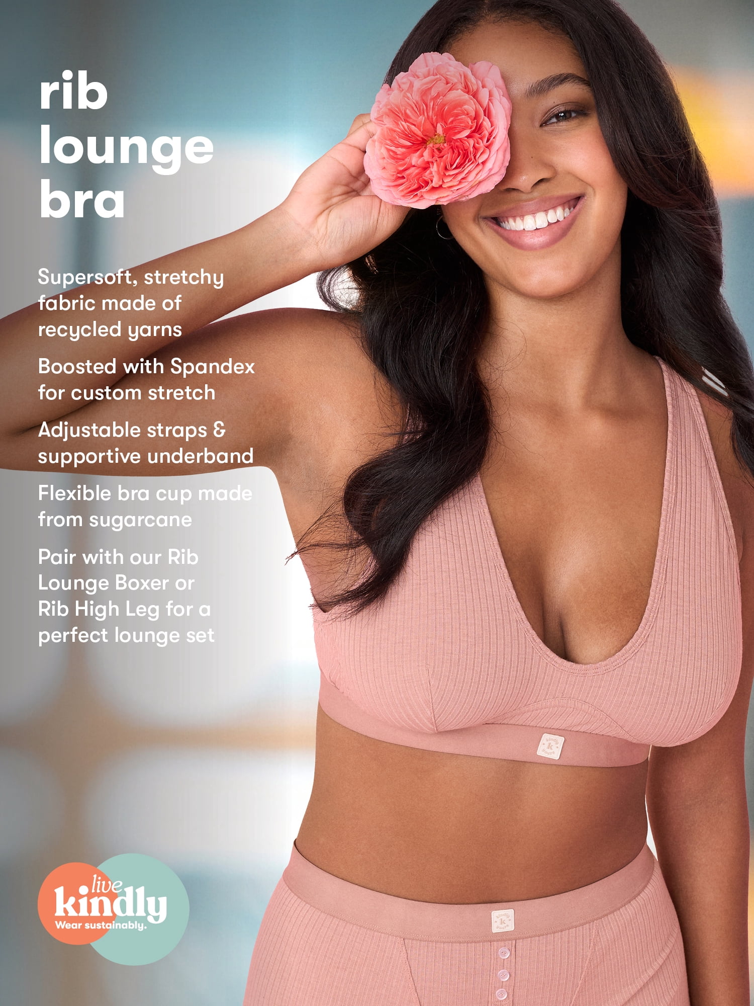 Kindly Yours Women’s So Comfy Wire-Free Rib Lounge Bra, Sizes S-XXXL