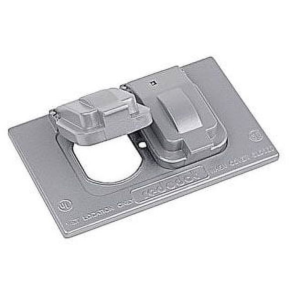 Thomas & Betts DCCD-WH 1-Gang Weatherproof Horizontal Mount Duplex Receptacle Box Cover, White