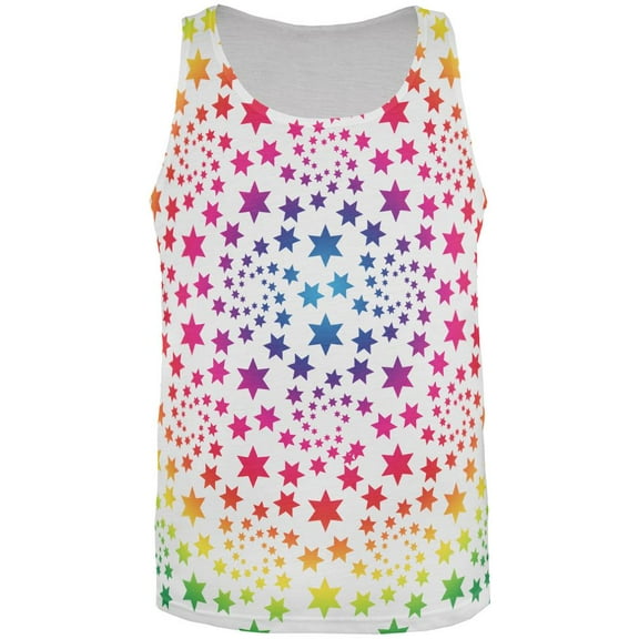 Rainbow Stars All Over Adult Tank Top - Large