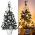 thumbnail image 2 of Pre-Lit Mini Christmas Tree, 18" Tabletop Xmas Tree with LED Lights Artificial Christmas Pine Trees with Ornaments, Christmas Holidays Tabletop Desk Decorations, 2 of 9