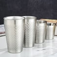 thumbnail image 5 of Ins Industry Style Anti-scalding Anti-fall Hammered Texture Milk Mugs Cold Water Drinks Cup Stainless Steel Double-Wall Beer Cups SILVER 450ML, 5 of 8