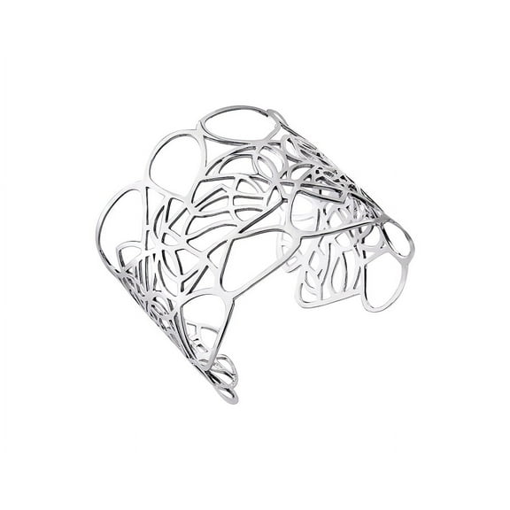 Sterling Silver Medium Wide Cut Out Cuff Bracelet