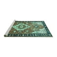 thumbnail image 2 of Ahgly Company Machine Washable Indoor Square Persian Turquoise Blue Traditional Area Rugs, 7' Square, 2 of 4