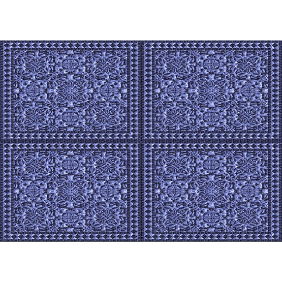 Ahgly Company Machine Washable Indoor Rectangle Transitional Blue Area Rugs, 7' x 10'