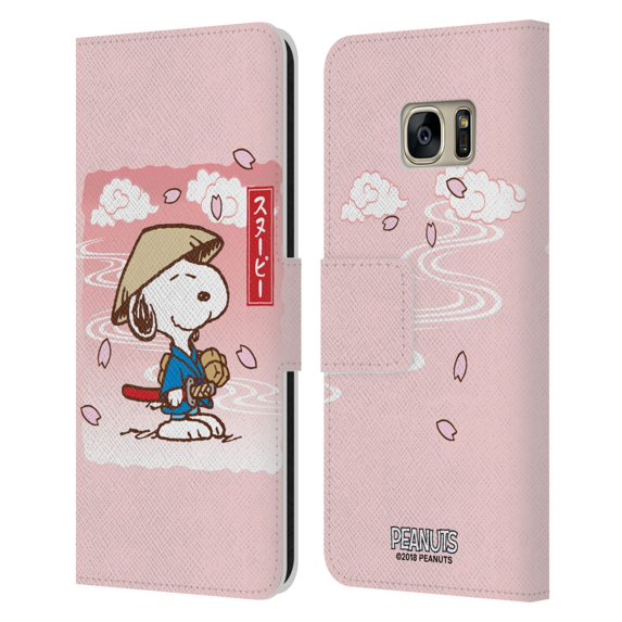 Head Case Designs Officially Licensed Peanuts Oriental Snoopy Samurai Leather Book Wallet Case Cover Compatible with Samsung Galaxy S7