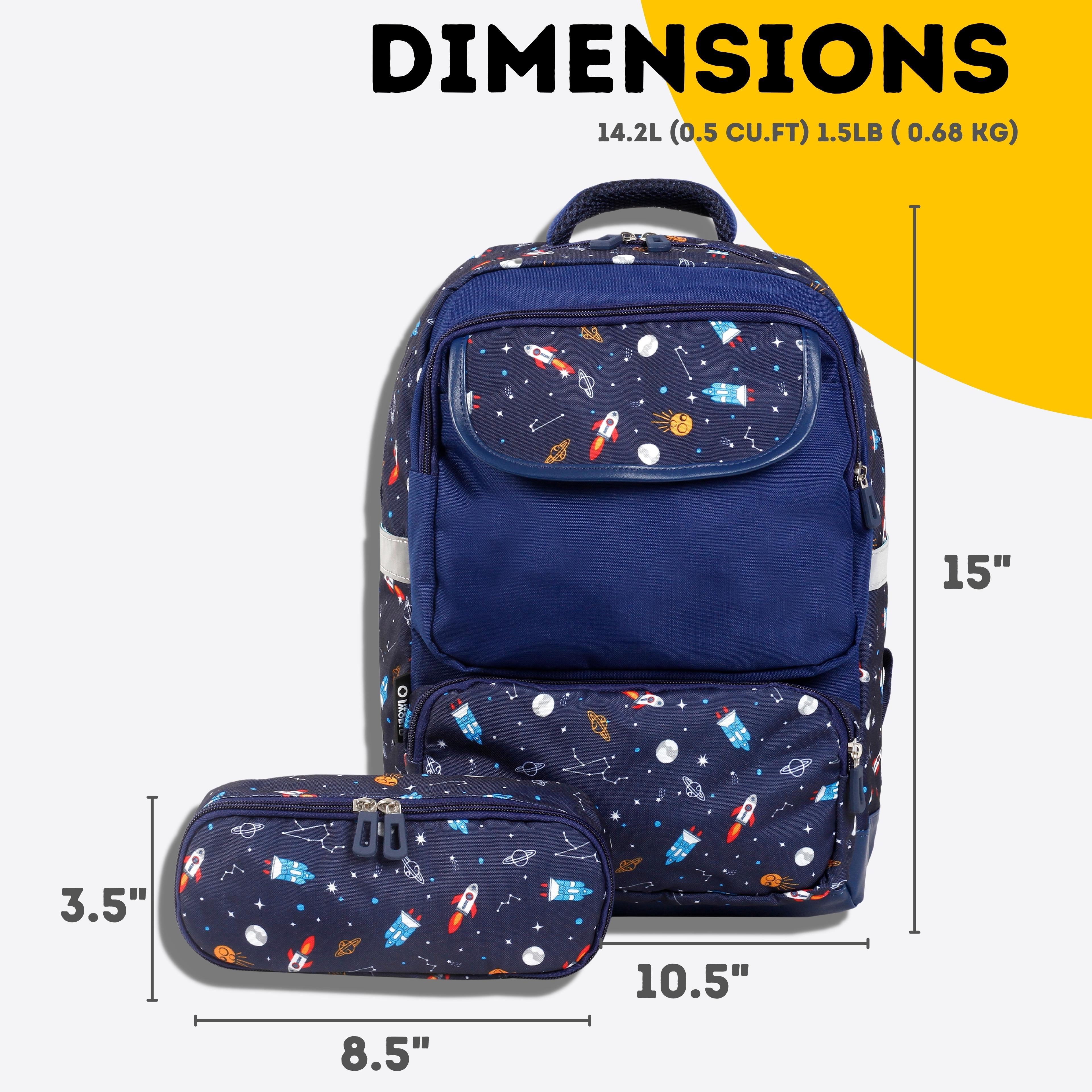 J World Boys Sprout Kids 15" Backpack with Pencil Case for School, Spaceship