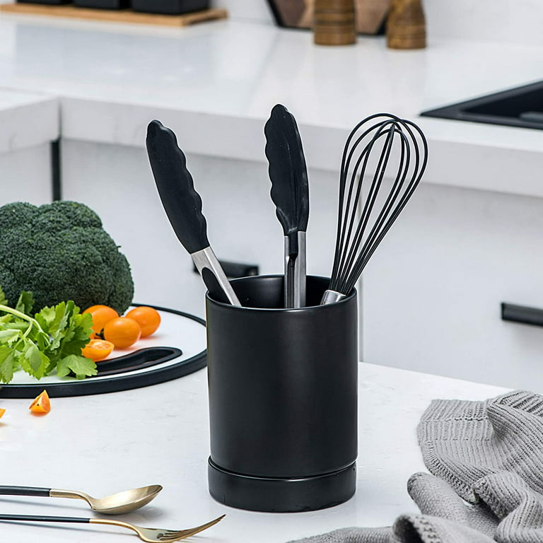 Matte Black Utensil Holder  Ceramic utensil holder, Black