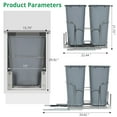 thumbnail image 2 of Double Pull-Out Trash Can,Space-Saving Steel Garbage Bins with Smooth Full-Extension Slides for Kitchen Recycling and Waste Management,Gray,2*25QT, 2 of 7
