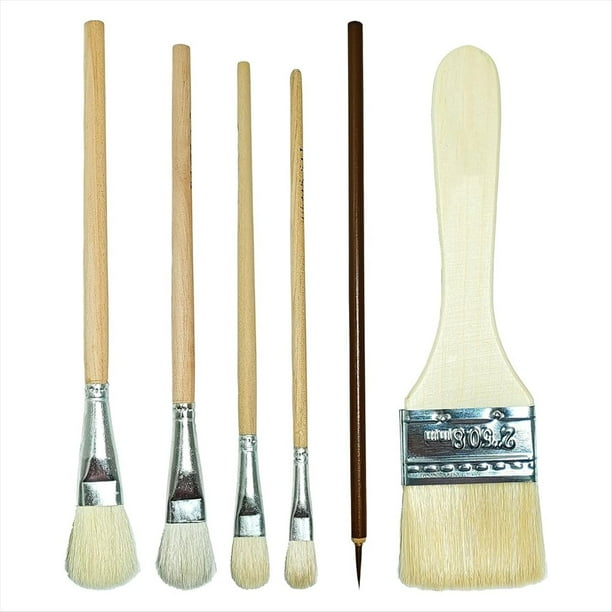 Paquete de 6 Pinceles para Pintar, Pincel para Esmalte de Cerámica, Juego de Pinceles de Lana para Acuarela, Herramientas de Alfarería Adecuadas para Estudiantes y Adultos