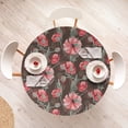 thumbnail image 4 of Ambesonne Nature Fitted Round Tablecloth, Retro Warm Poppies Pattern, 56"- 60" Diameter, Coral Blush and Brown, 4 of 5