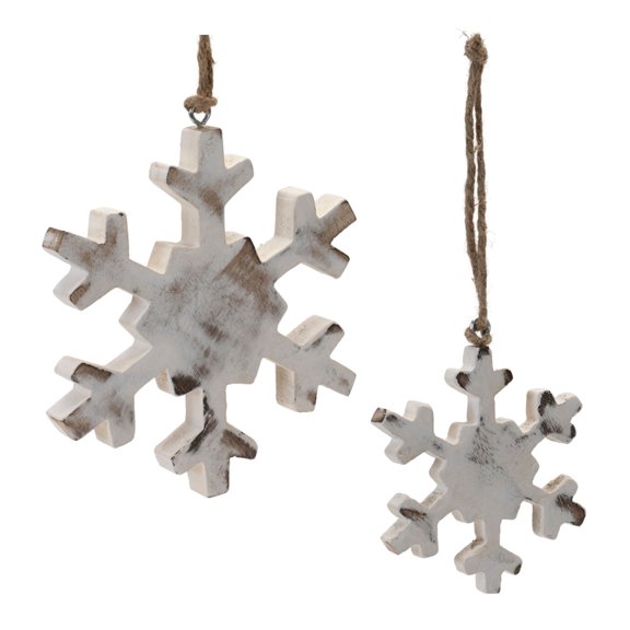 Melrose International LLC Snowflake Ornament (Set of 12) 4"H, 6"H Wood