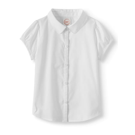 Wonder Nation Toddler Girls School Uniform Short Sleeve Poplin Blouse (Toddler
