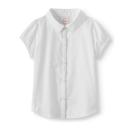 Wonder Nation Toddler Girls 2-5 School Uniform Short Sleeve Poplin Button-Up Blouse