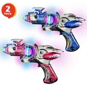 ArtCreativity Spinning Space Blaster Laser Gun Light up Toy with Flashing LED Sound Effects 2 Pack Kids for Boys 3+12