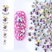 〖Follure〗450 Pcs 2mm - 6mm Resin Crystal AB round Nail Art Mixed Flatbacks Rhinestones