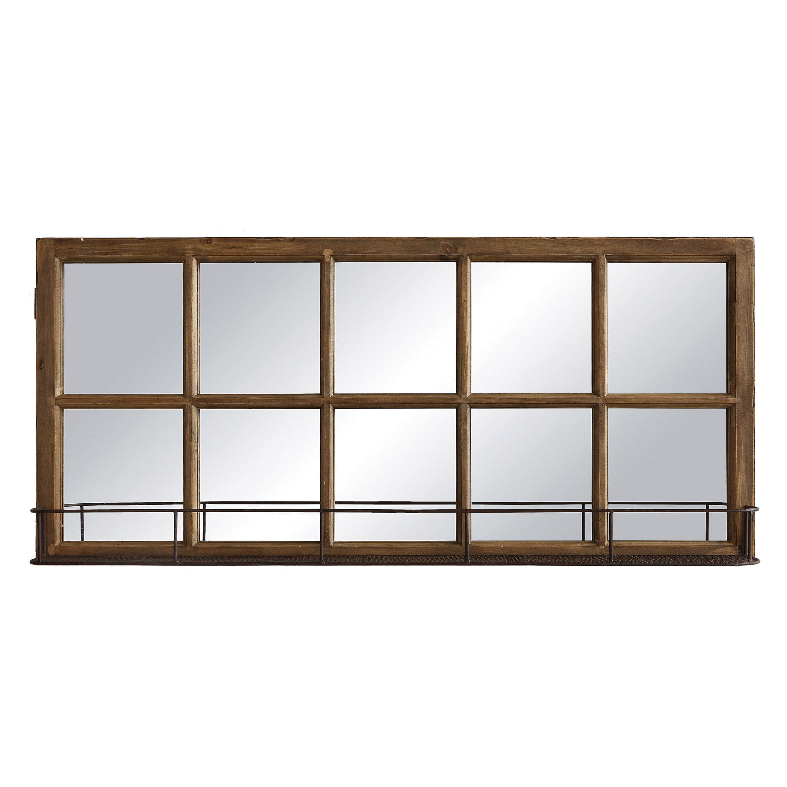 3R Studios Window Pane Wall Mirror with Shelf 48W x 22H in.