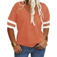 thumbnail image 2 of Langwyqu Plus Size Women V-Neck Short Sleeve Striped T Shirt, 2 of 5