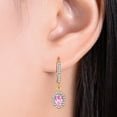 thumbnail image 3 of Rylos Yellow Gold Plated Silver Dangling Earrings - 6X4MM Oval Pink Ice & Sparkling Diamonds -  Exquisite Birthstone Jewelry, 3 of 7