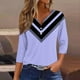thumbnail image 2 of CHOII 50% de descuento en camisetas de mujer 2024. Camiseta con botones, manga 3/4, básica, cuello en V, para uso diario y fin de semana. Blusas de verano para mujer, manga tres cuartos, morado/2XL., 2 of 5