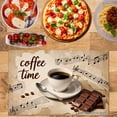 thumbnail image 2 of Joocar Coffee Time Music Notes And Chocolate Design Linen Table Mats Set Of 4 For Home Kitchen Table Decor 12x18 inch, 2 of 5