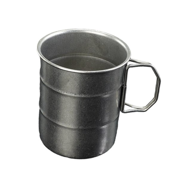 Taza de camping de acero inoxidable con asa para fotos, taza de café, taza para beber cerveza Mango plegable de 500 ml.