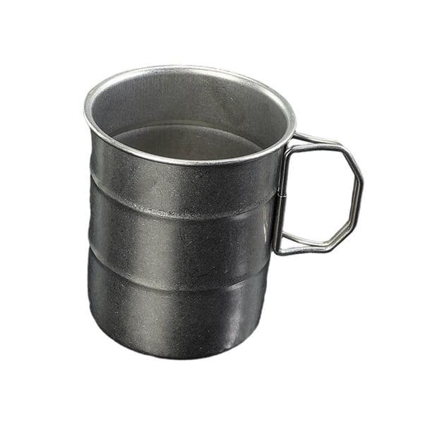 Taza de camping de acero inoxidable con asa para fotos, taza de café, taza para beber cerveza Mango plegable de 500 ml.