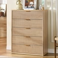 thumbnail image 6 of 5 Drawers Dresser for Bedroom, Boho Fluted Dresser with Wave Panel Design, Modern Wood Chest of Drawers for Living Room & Entryway, Natural Oak, 6 of 8