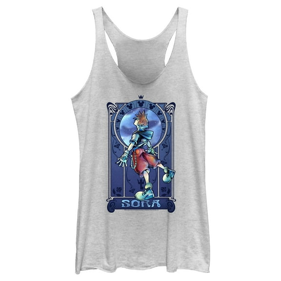 Women's Kingdom Hearts Re: Chain of Memories Sora Mirror Portrait Racerback Tank Top White Heather Large