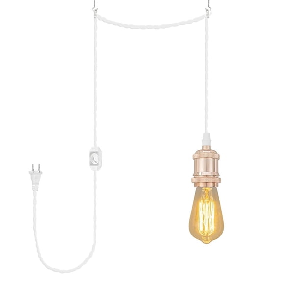KAYYELAMP 15 Feet Wired Plug in Dimmer Switch Pendant Light French Gold E26 Base Retro Design Mini Hanging Lamp for Dining Table Kitchen Bedroom(No Bulb)