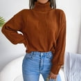 thumbnail image 5 of Vedolay Women's Turtleneck Sweater 2023 Vintage Sweatshirt Ladies Pullover Tops Brown,M, 5 of 5