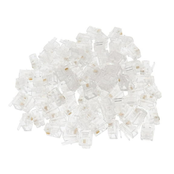 100 Pieces RJ11 Plug 6P2C Telephone Modular Telephone Cord Adapter