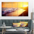 thumbnail image 1 of Bright Yellow Sky with Foam Waves - Large Seashore Canvas Print, 1 of 3