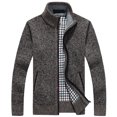 thumbnail image 2 of Suéter de hombre Cárdigan de invierno Suéter grueso con forro polar para hombre Cuello alto Cremallera Suéter suelto y cálido Chaqueta, 2 of 6