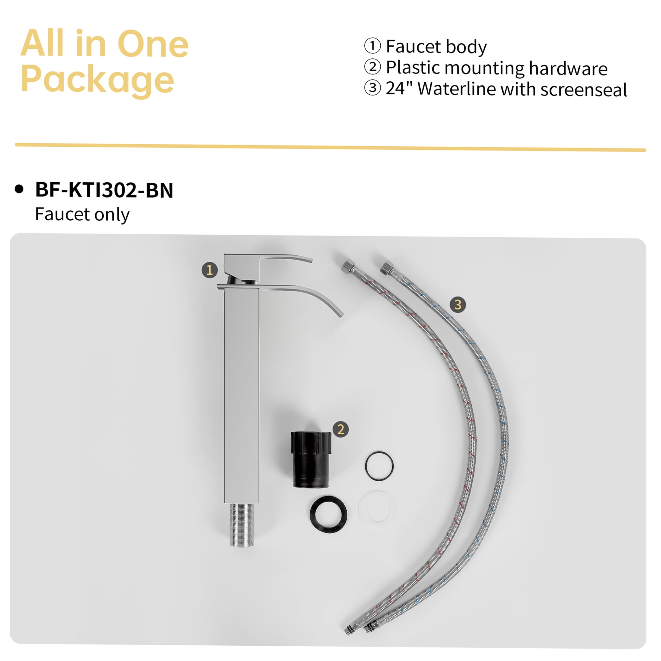 JERFIT 6-inch Single Handle Bathroom Sink Faucet with CUPC Certification, Brushed Nickel Finish for Modern Vanity