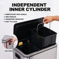 thumbnail image 7 of 2 x 4 Gallon (2 x 15 L) Trash Can, Dual Compartment Waste Bin with Removable Inner Bucket, Stainless Steel Step Rubbish Bin with Soft-Close Lid for Kitchen, Dining Room, 7 of 7