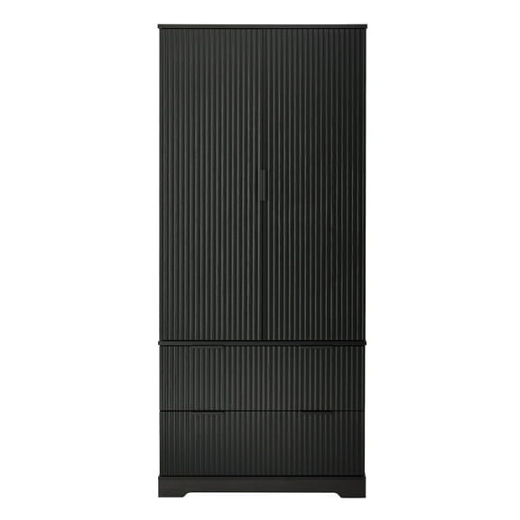72" Modern Kitchen Pantry Cabinet with Spice Rack - Freestanding Storage Organizer in Black