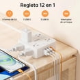 thumbnail image 2 of Regleta Multicontacto Enchufe Plano, Conector Multiple Escritorio con Protector de Sobretensión, 1.98M Extension Electrica con 8 Enchufes CA y 4 USB (1 USB C) para Oficina, Blanco, 2 of 7