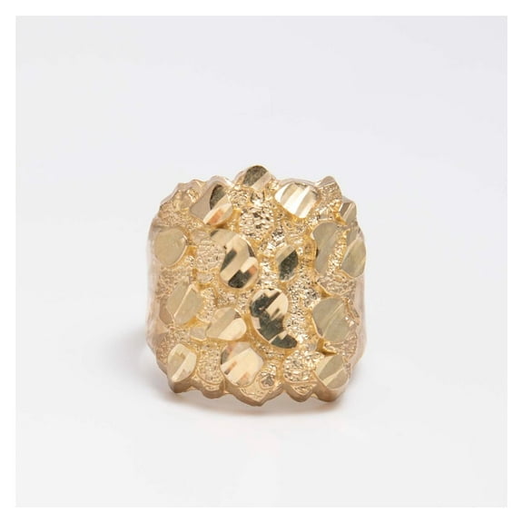 Diamond-Cut Extra Large Oval Nugget Men's Adult Ring 10K Yellow Gold, 6.50 Gr – Goldum NYC