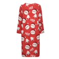 thumbnail image 4 of Yuyamidu HO-HO-HO Long Sleeve Robe for Women Christmas Casual Round Neck Robes Santa Zippered Bathrobe Red Mid-Calf Length Nightgowns Size 4XL Xmas Tree Dressing Gown, 4 of 7