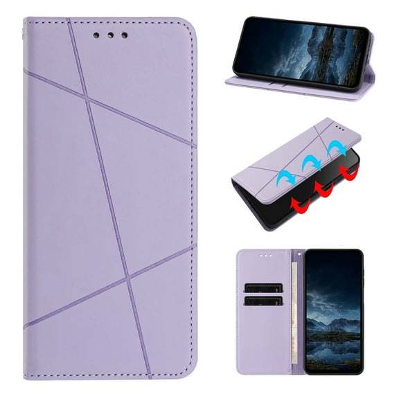 for Samsung Galaxy A36 5G PU Leather Wallet Flip Case Cover, with Credit Card Slots Kickstand Magnetic Clasp, Classic Men Women Full Body Protective Rugged Phone Cover for A36 5G, Purple
